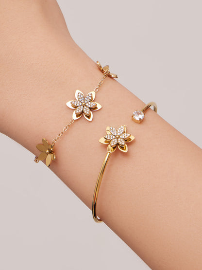 B廠【TXF545】歐美時尚5A鋯石雙層花朵愛心多吊墜項鍊氣質手鍊耳環戒指手鐲套裝
 26.02-4