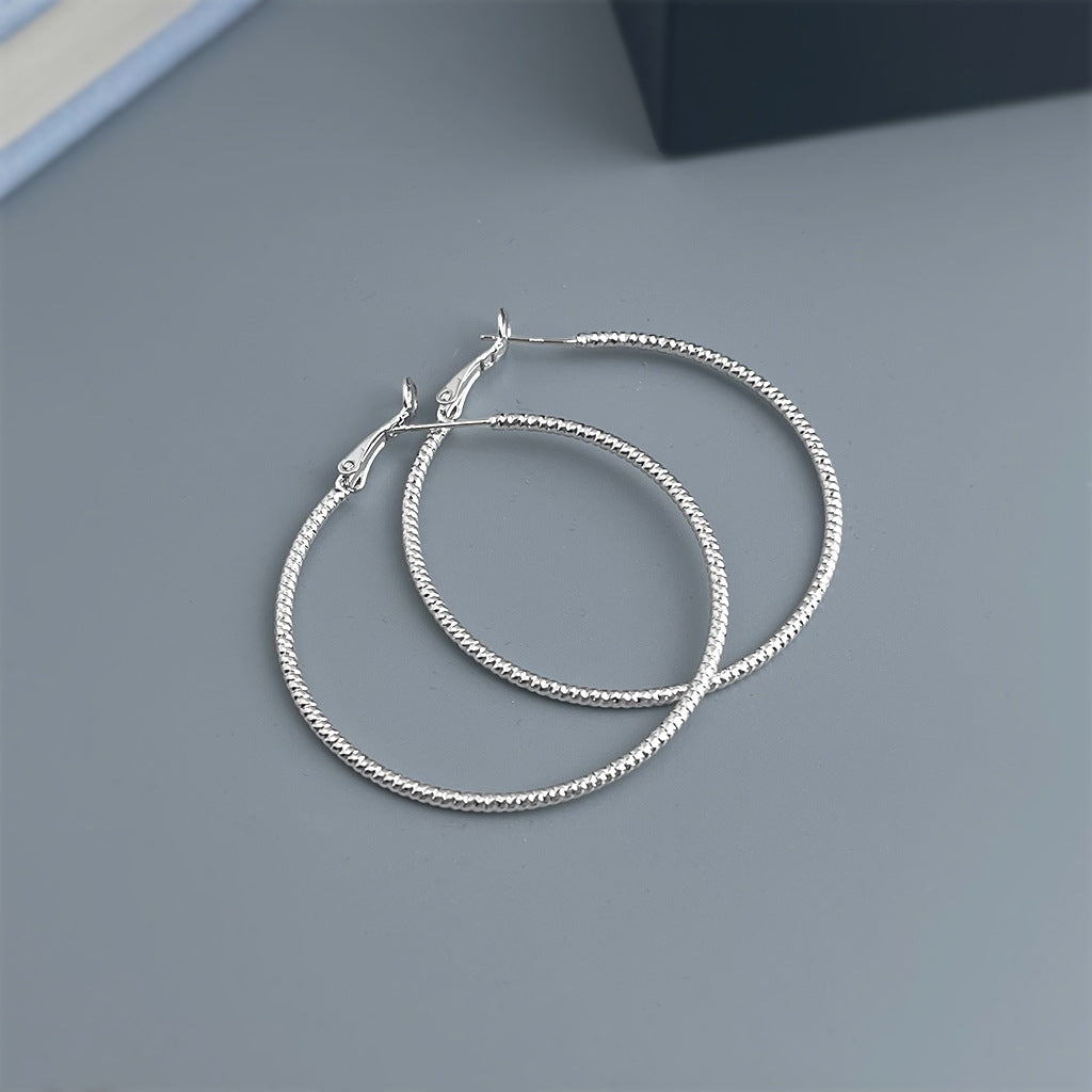 A廠【7165】時尚個性冷淡風大耳圈圓圈銀針高級感通勤百搭耳環
 25.11-4