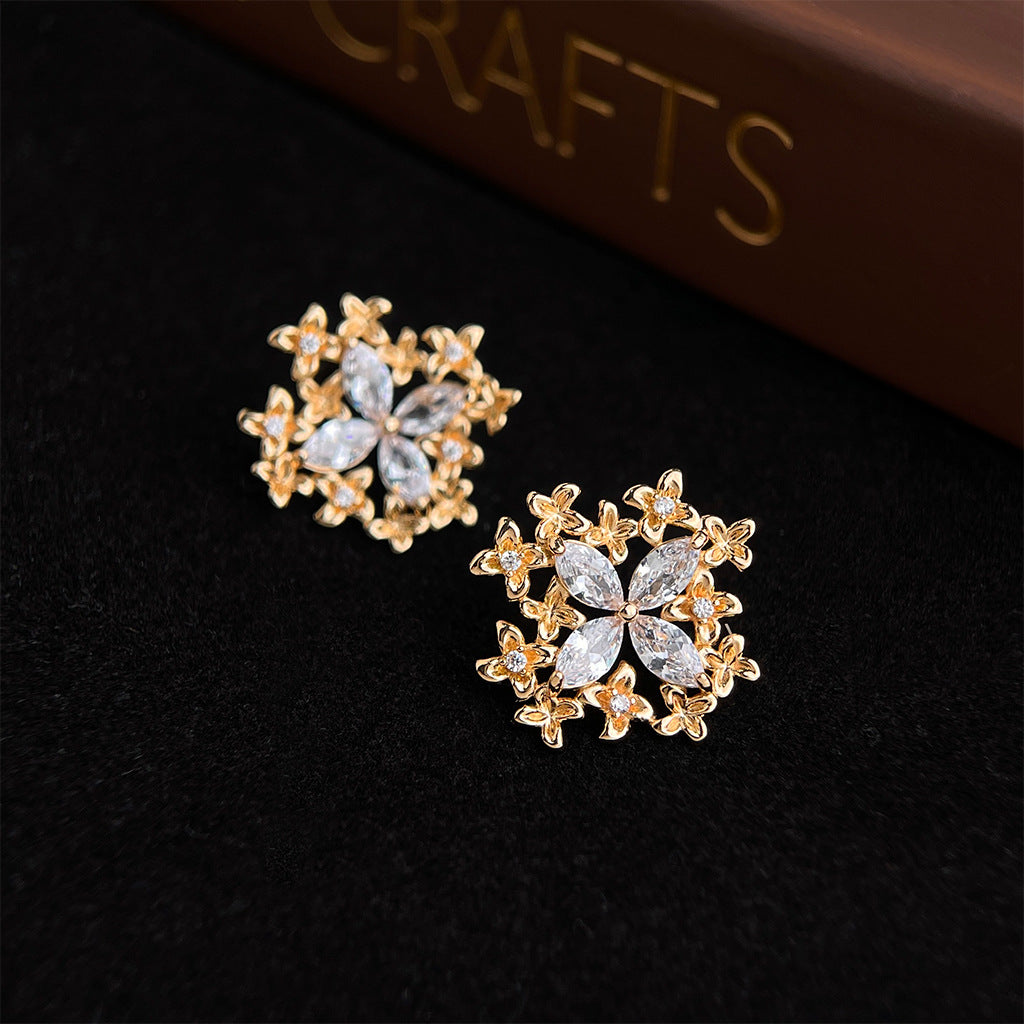 A廠【7284】原創設計鑲嵌鋯石蝴蝶春夏款s925銀針耳飾時尚高級感輕奢風耳環女
 26.01-4