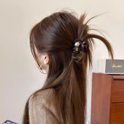 C廠【X7】高級感珍珠小金標高馬尾抓夾女半紮髮後腦勺髮夾2026新款鯊魚夾子
 26.03-2