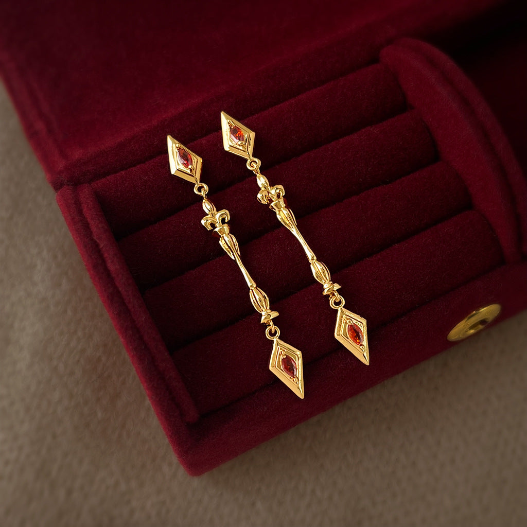 A廠【7385】原創鳶尾花時尚高級感長款流蘇微鑲鋯石氣質輕奢風新款耳環女
 26.01-4