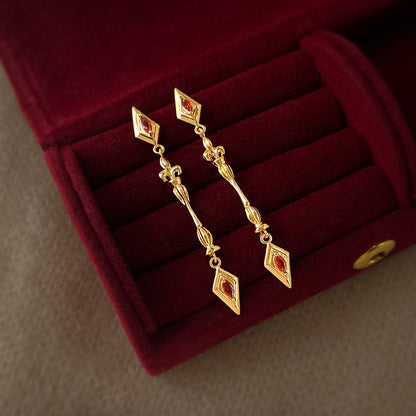 A廠【7385】原創鳶尾花時尚高級感長款流蘇微鑲鋯石氣質輕奢風新款耳環女
 26.01-4