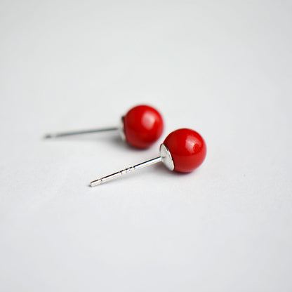 D廠【YC1002S】925純銀韓版紅豆豆耳環黑豆豆貝珠天然耳環女耳環韓版
 26.06-3