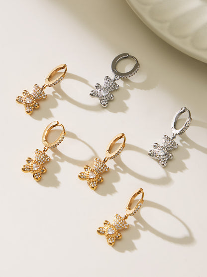 B廠【TXP500】不銹鋼5A鋯石滿鑽小熊蝴蝶結愛心多配件吊墜項鍊手鍊耳環首飾套裝
 25.11-4