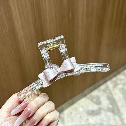 C廠【X458】甜美氣質粉紅蝴蝶結髮夾女2026新款後腦勺頭髮抓夾精緻漂亮鯊魚夾
 26.06-2