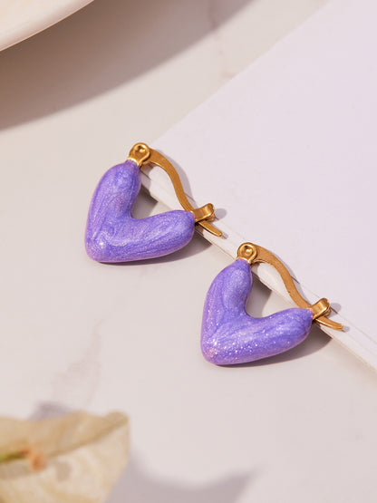 B廠【F924】ins跨境熱銷款不對稱滴油愛心耳環輕奢高質感耳扣鍍18k真金
 25.11-2