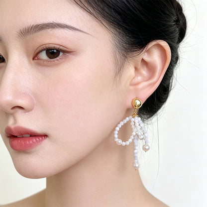 A廠【8124】天然白貝母淡水珍珠流蘇耳環清新甜美手工流蘇耳飾高級感飾品
 26.08-4