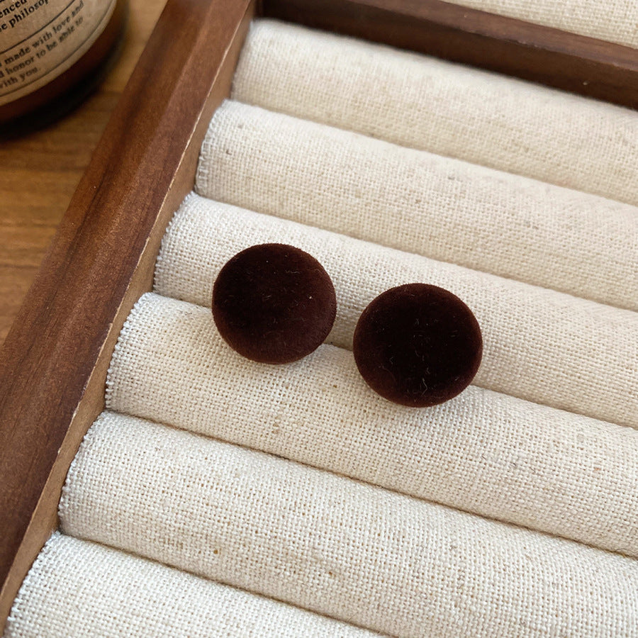 A廠【HE29226】925銀針布藝植絨圓形耳環簡約小眾氣質耳環輕奢高級感百搭耳環
 25.11-1