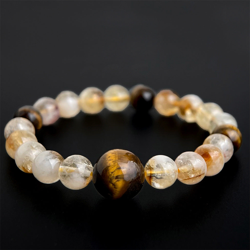 A廠【S253】天然石黃塔晶虎眼石原創設計新中式景區熱賣水晶手鍊民族風手飾女
 26.01-1