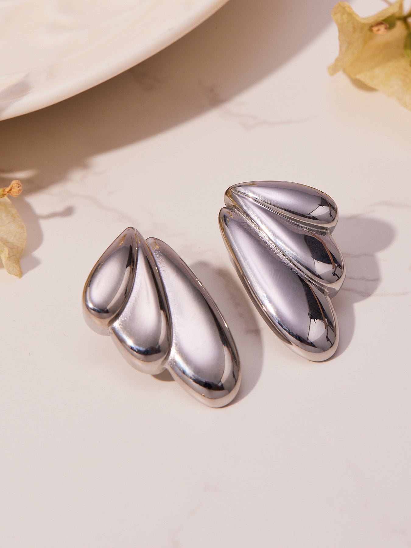 B廠【F849】不鏽鋼幾何扇形耳環冷淡風耳飾跨境網紅新款飾品鍍18k真金
 25.11-2