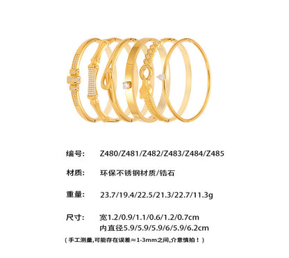 B廠【Z480】歐美新款飾品不鏽鋼竹節滿鋯石卡扣手鐲幾何交叉手鐲不掉色 25.08-3