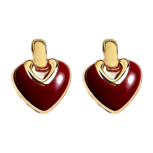 A廠【7256】時尚高級感文藝復古925銀針琺瑯滴釉愛心耳飾港風耳釘
 25.12-3