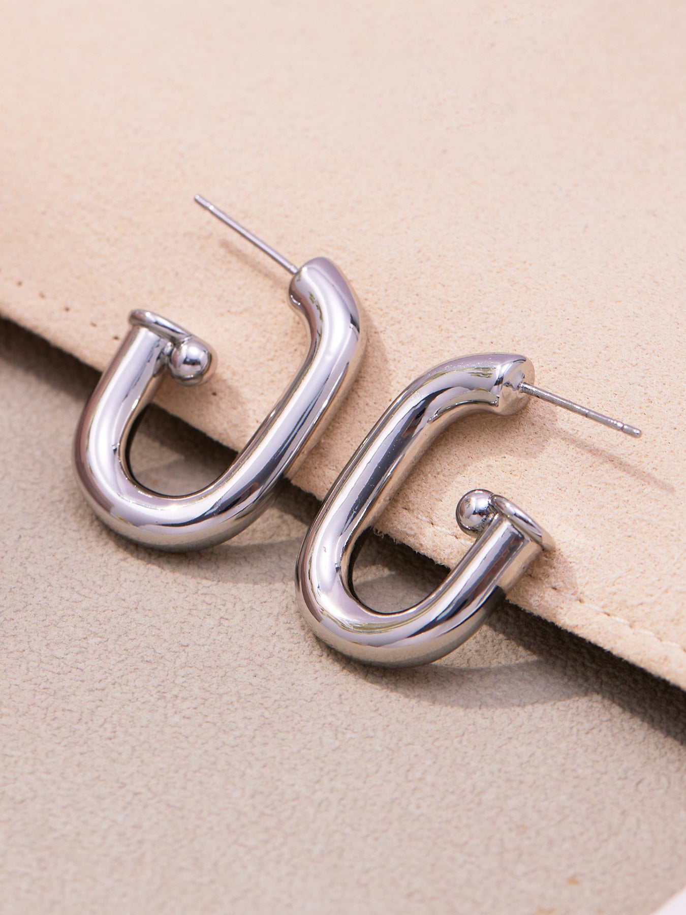 B廠【F763】法式U型橢圓耳環簡約冷淡風耳環銅材質鍍18k真金不掉色耳飾
 25.11-2