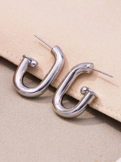 B廠【F763】法式U型橢圓耳環簡約冷淡風耳環銅材質鍍18k真金不掉色耳飾
 25.11-2