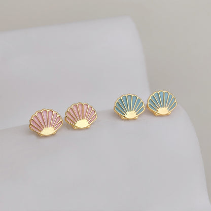 A廠【7602】清新甜美可愛小巧簡約夏日新款貝殼手工滴油耳環通勤飾品耳飾
 26.05-2