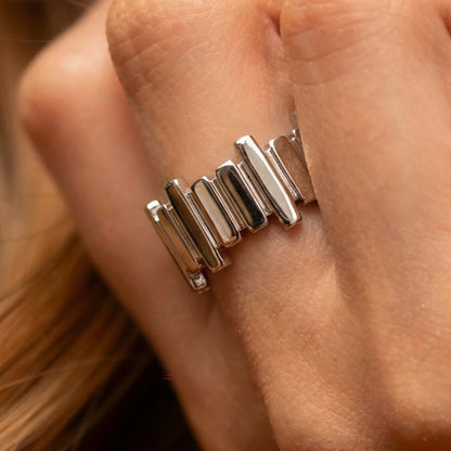 B廠【A314】歐美ins小眾設計不規則長條幾何開口戒指不鏽鋼鍍18k真金個性戒指
 26.01-1