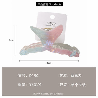 C廠【D190】美人魚尾抓夾甜美少女髮夾高級感卡裝髮飾兒童壓克力後腦勺鯊魚夾 25.08-3「C廠-單筆結帳需滿，NT$500出貨(不含運費)」