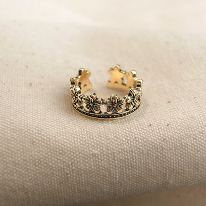 A廠【5881】文藝復古做舊感抹黑鍍真金保色高級感開口可調式戒指新款手飾
 26.01-1