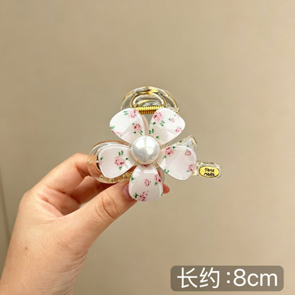 C廠【X519】花朵透明抓夾女後腦勺髮夾氣質盤髮鯊魚夾子大號髮量多蝴蝶結髮飾
 26.06-4