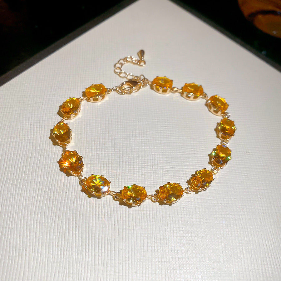 A廠【HB4615】超閃鋯石幾何橢圓形手鍊時尚簡約百搭氣質手環精緻輕奢高級感手飾
 25.10-1