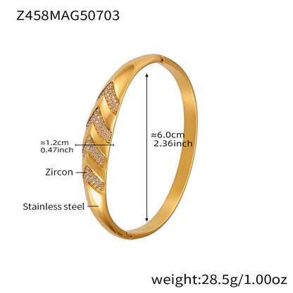 B廠【Z454】滿鑽5A鋯石卡扣高品質超閃手環組合不鏽鋼鍍18k真金不掉色 25.07-3