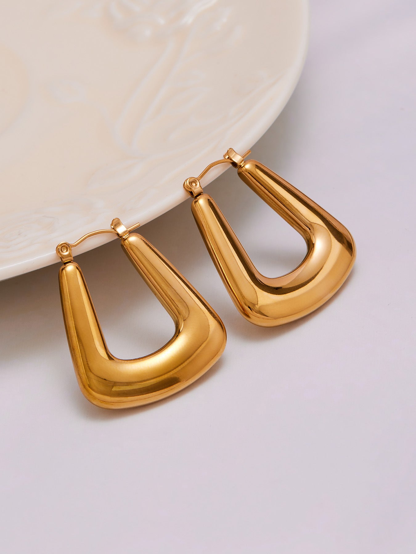 B廠【F076】不鏽鋼幾何U型耳環鍍18k真金歐美網紅新款時尚百搭珠寶首飾
 25.11-1