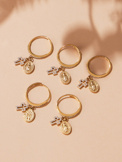 B廠【A569】跨國不鏽鋼鑲鋯石開口戒指組合鍍18k真金時尚簡約尾戒
 25.10-1