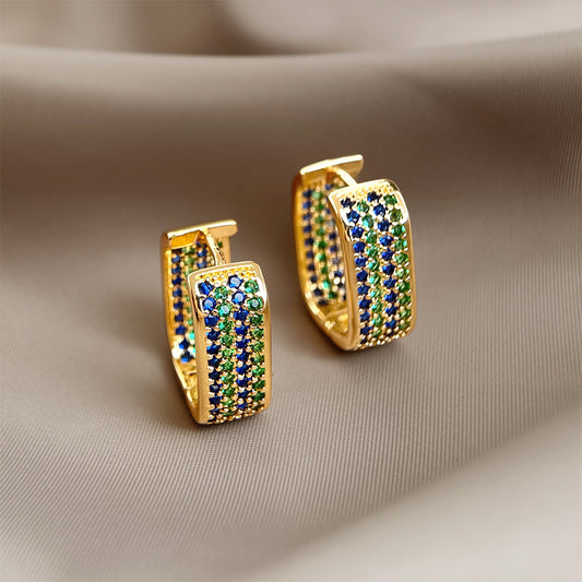 A廠【7240】時尚高級感滿鋯石幾何方形耳環中古風新款耳環飾品
 25.12-4