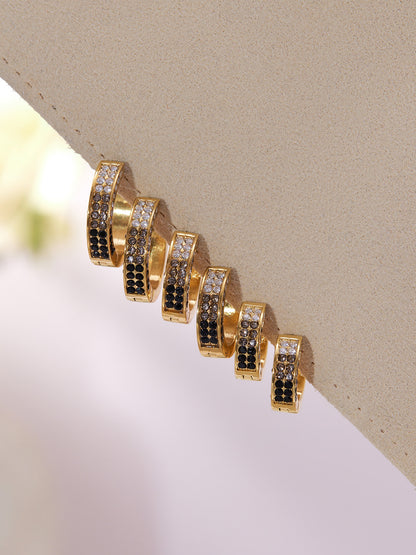 B廠【F930】ins風高品質彩色5A鋯石圓圈卡扣耳環不鏽鋼鍍18k真金耳飾女
 25.11-2