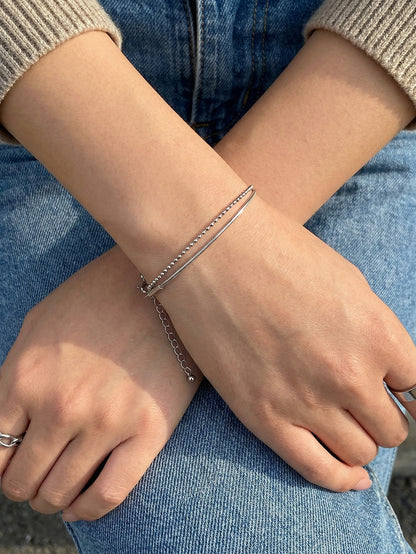 B廠【E121】歐美風不銹鋼S鏈方蛇鏈手鍊雙層疊戴chic時尚輕奢百搭個性手飾女
 26.02-1