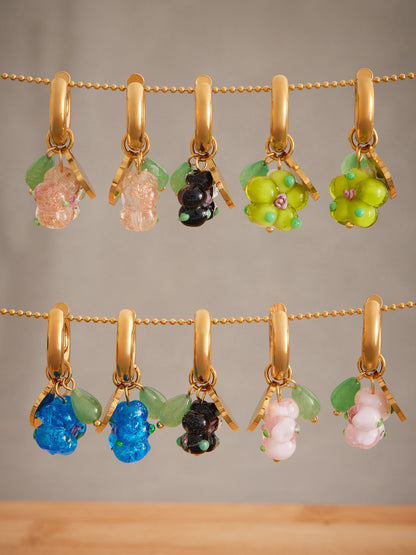 B廠【F627】時尚耳飾女士飾品手工製作趣味樹脂花朵耳環耳環不銹鋼耳圈
 25.09-1