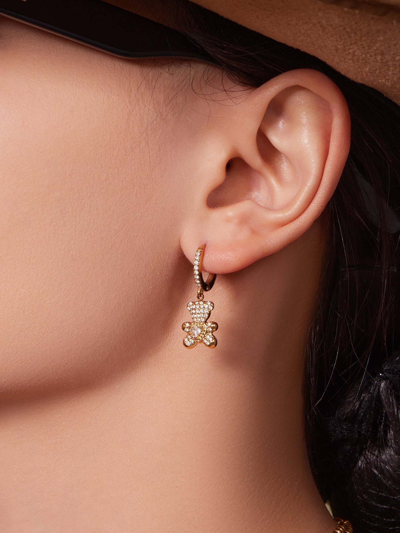 B廠【TXP500】不銹鋼5A鋯石滿鑽小熊蝴蝶結愛心多配件吊墜項鍊手鍊耳環首飾套裝
 25.11-4