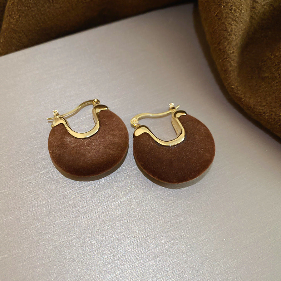 A廠【HE29207】秋冬新款植絨圓形U型耳扣輕奢高級感耳環復古氣質百搭耳環耳飾女
 25.11-1