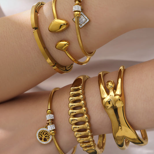 B廠【Z243】歐美時尚氣質女手環輕奢風鋯石生命樹吊墜手鐲不鏽鋼鍍18k真金
 26.01-1