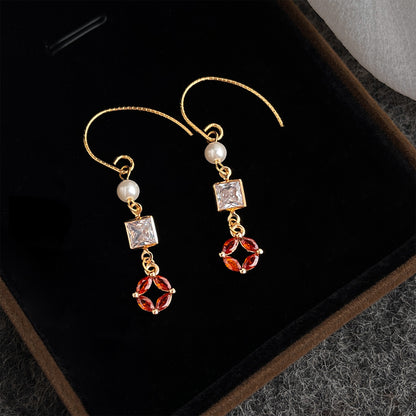 A廠【7367】文藝復古新中式鑲嵌鋯石長款新款耳環女國潮個性耳環女
 26.01-4