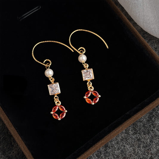 A廠【7367】文藝復古新中式鑲嵌鋯石長款新款耳環女國潮個性耳環女
 26.01-4