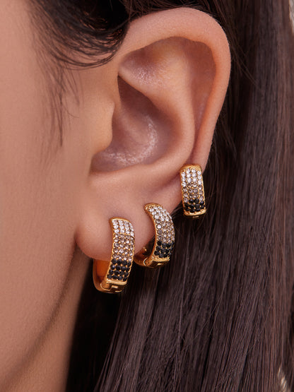 B廠【F931】彩色鋯石拼色圓圈耳環大中小尺寸耳扣不銹鋼鍍18k真金飾品
 25.11-2