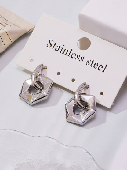 B廠【F364】不鏽鋼幾何異形橢圓吊墜耳環INS歐美風簡約氣質耳飾鍍18k金
 25.11-1