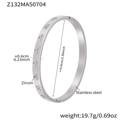 B廠【Z122】ins小眾設計感不鏽鋼幾何素圈鑲鋯石手鐲跨國時尚手環組合 25.07-2