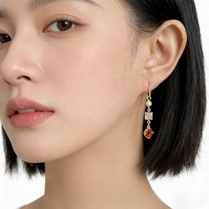 A廠【7367】文藝復古新中式鑲嵌鋯石長款新款耳環女國潮個性耳環女
 26.01-4