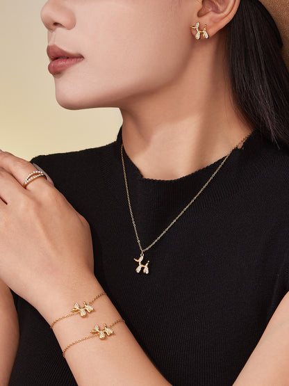 B廠【TXP469】微鑲鋯石氣球狗可愛吊墜項鍊女士時尚輕奢個性鎖骨鏈不銹鋼
 25.11-3