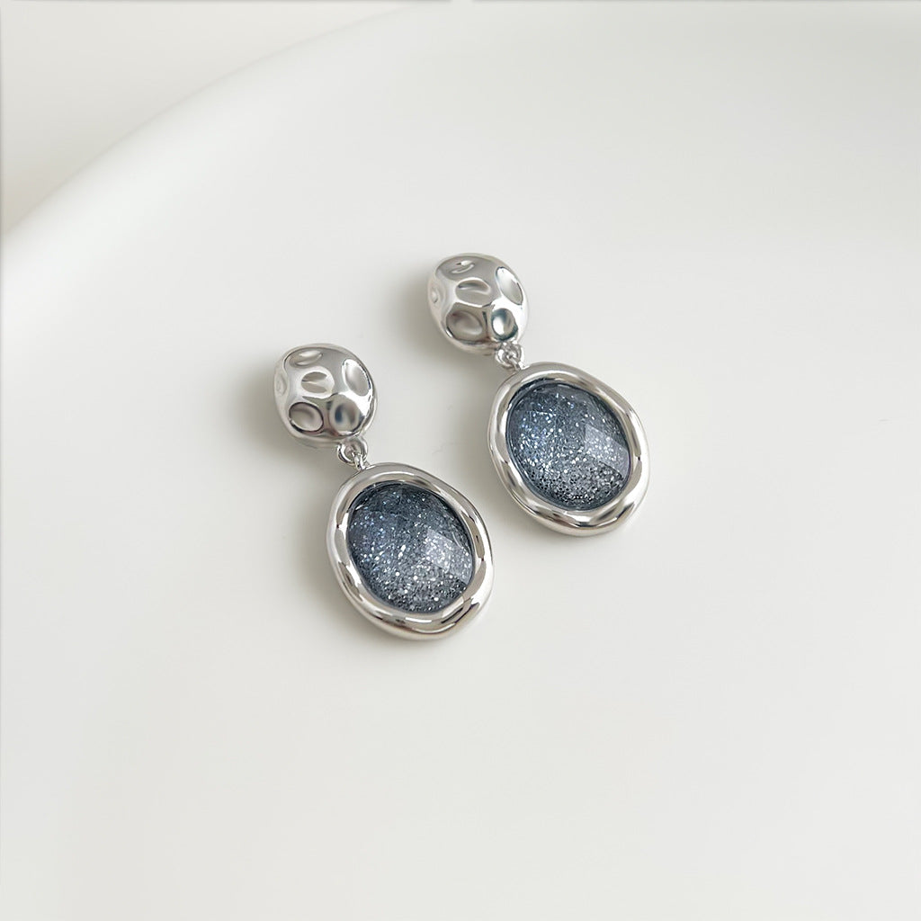 C廠【6944】時尚高級感925銀針星空幾何耳環女氣質簡約通勤百搭新款耳環
 25.10-4