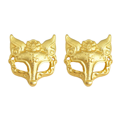 A廠【7317】鎏金靈狐噴砂質感銀針時尚高級感通勤個性創意新款耳環小眾耳環女
 26.01-2