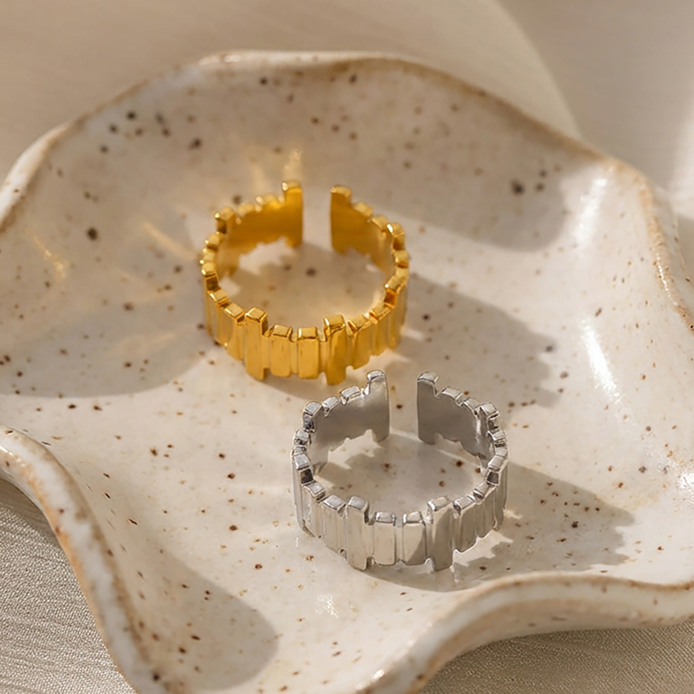 B廠【A314】歐美ins小眾設計不規則長條幾何開口戒指不鏽鋼鍍18k真金個性戒指
 26.01-1