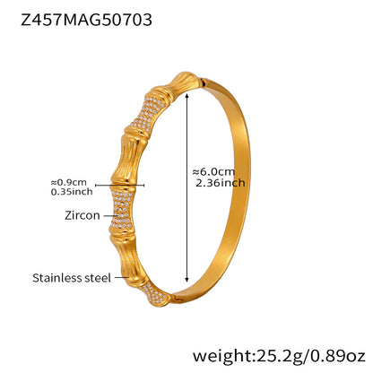 B廠【Z454】滿鑽5A鋯石卡扣高品質超閃手環組合不鏽鋼鍍18k真金不掉色 25.07-3