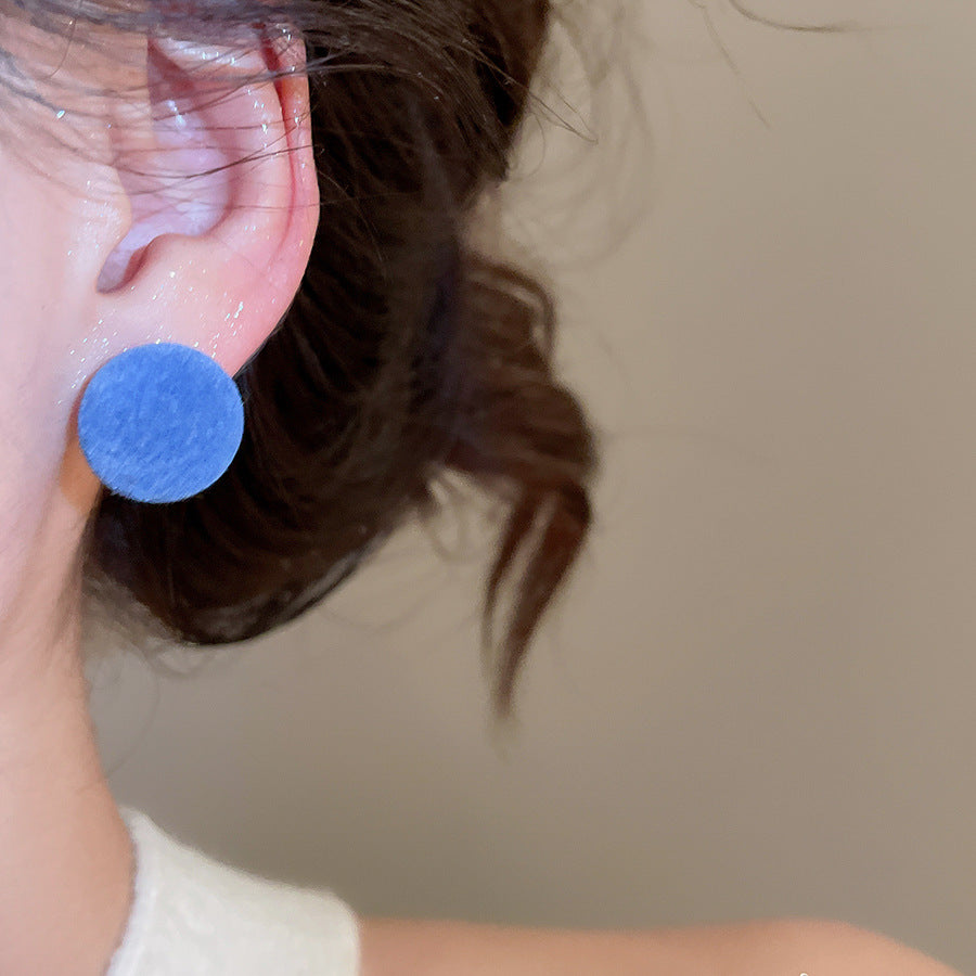 A廠【HE29226】925銀針布藝植絨圓形耳環簡約小眾氣質耳環輕奢高級感百搭耳環
 25.11-1