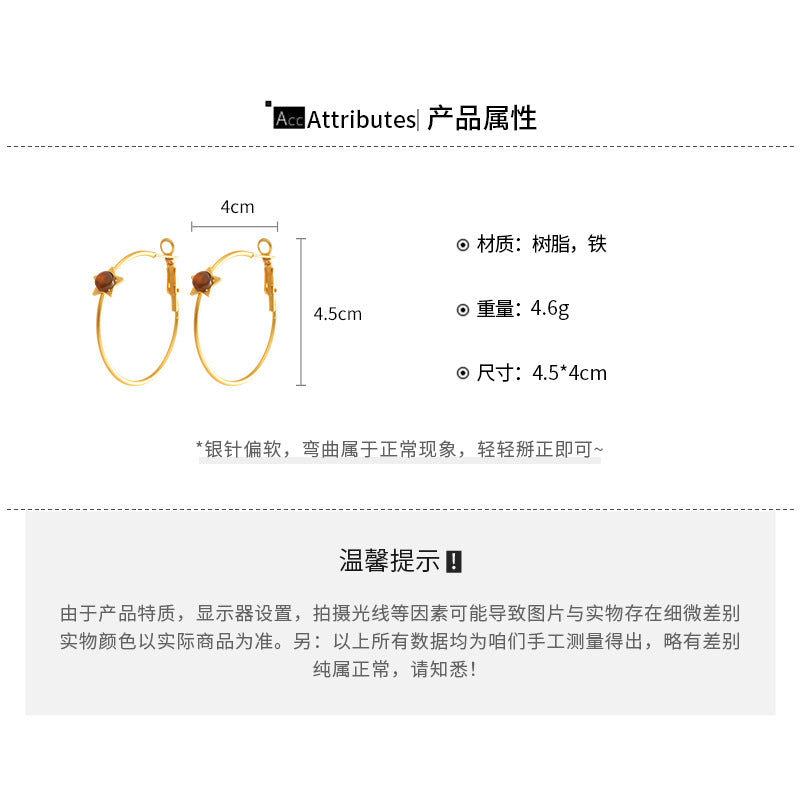 A廠【WE5093】虎眼石愛心五角星耳圈時尚簡約日常百搭耳墜耳環輕奢高級感耳飾女
 25.11-2