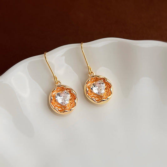 A廠【7266】鑲嵌鋯石時尚高級感中古風簡約愛心幾何新款耳飾極簡主義耳環
 25.12-4