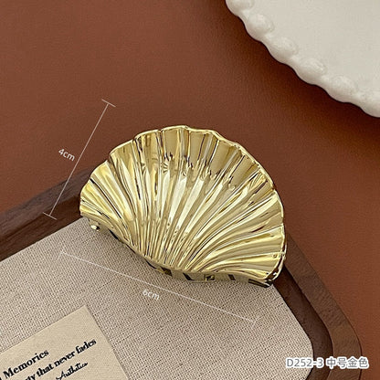 C廠【D252】高級金屬感貝殼抓夾輕奢度假風髮夾新款2025髮飾時尚後腦勺鯊魚夾 25.05-5「C廠-單筆結帳需滿，NT$500出貨(不含運費)」