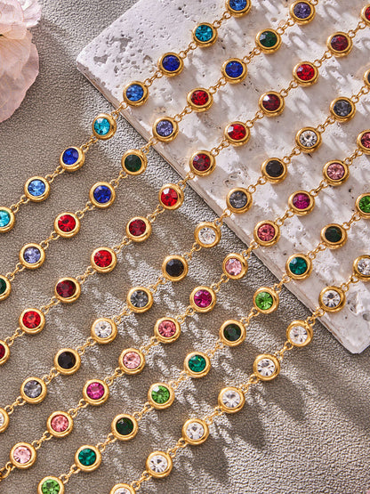 B廠【TXP552】chic奢華5A圓鋯拼接不鏽鋼手鍊項鍊精緻時尚氣質彩鑽流蘇耳環套裝
 26.03-2